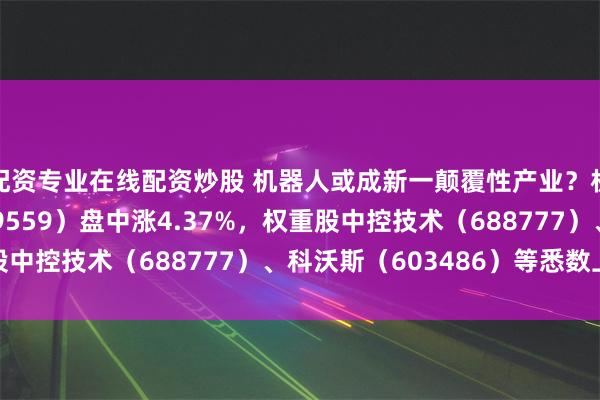 配资专业在线配资炒股 机器人或成新一颠覆性产业？机器人ETF基金（159559）盘中涨4.37%，权重股中控技术（688777）、科沃斯（603486）等悉数上涨