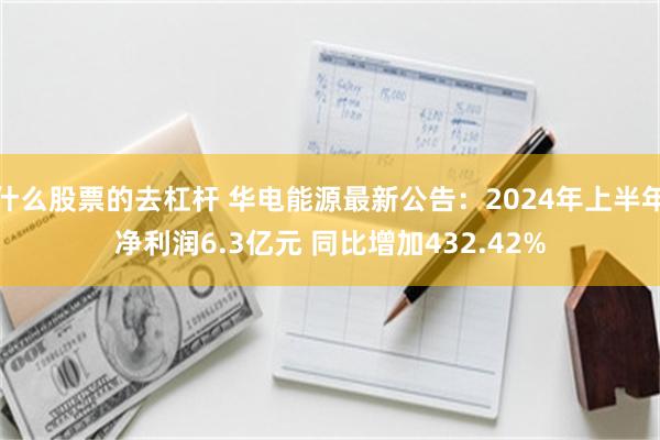 什么股票的去杠杆 华电能源最新公告：2024年上半年净利润6.3亿元 同比增加432.42%